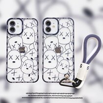 Cartoon bear for iPhone12 phone case all-inclusive lanyard 12pro transparent personality Apple 11 XR soft 8p tide