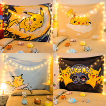 Anime Pokémon Pikachu hanging cloth background cloth net Red live room rental room dormitory decoration cloth