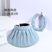 Net Red Folding Sun Hat Hair Hoop Anti Uv Sun Hollow Top Sunscreen Lady 2021 Summer New Shell Cap