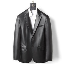 2023 Haining leather jacket mens leather suit short sheepskin suit jacket slim fit coat autumn and winter