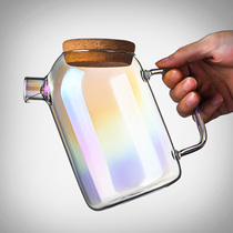 Light luxury household cool kettle glass teapot Net red transparent high temperature large capacity Japanese cold kettle wooden plug summer