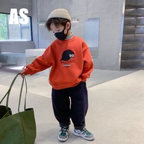 South Korea AS brand boys plus velvet vests fall winter 2021 new children's large children's thick one thin velvet high collar