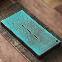 Enlightenment tea turquoise ceramic tea tray storage and row dual-purpose simple Japanese tea tray dry bubble tray small tea table