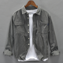 2021 new mens tooling jacket trend casual spring autumn loose coat spring corduroy shirt shirt top