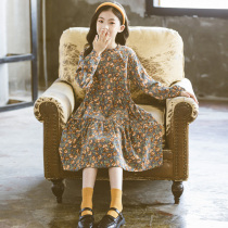  Girls  autumn dresses 2021 new fashion Western style girls floral Zhongda childrens spring and autumn long-sleeved princess skirt