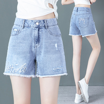 High waist denim shorts womens summer 2021 new loose straight thin pants summer flash A-line hot pants