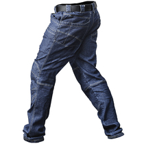 Outdoor spring and autumn consul tactical jeans mens multi-pocket military fans training pants stretch tactical pants overalls