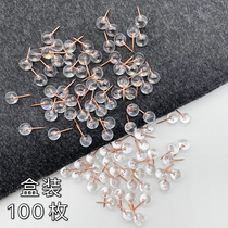 100 transparent round ball nails felt photo wall cork message board pushpins Golden I-shaped nail studs