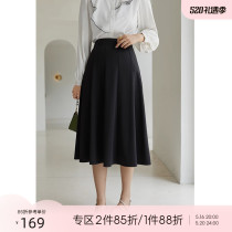 A black high - waist dress female dress in autumn fat temperament skirt