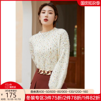 Single bunch size tie-dyed sweater womens loose outer wear thickened lazy wind fat MM winter New sweater foreign style