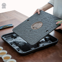 Ceramic water storage small tea tray drainage Wu Jinshi small tea table Simple household rectangular office tray tea sea