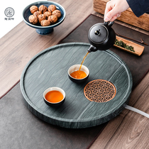 Wood grain stone whole piece Wujin Stone tea tray Chinese rectangular drainage tea table simple stone household tea tray