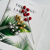 Christmas decorations Christmas simulation red fruit branch Berry string diy accessories Garland Christmas tree accessories Golden Silver