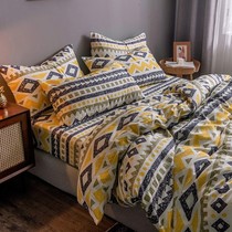 Net red cotton four-piece cotton bed bed bed sheets 100 Nordic simple quilt cover 1 8m bed hats 3 sets