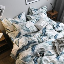 Nordic minimalist ins Net red bed cotton four-piece cotton sheets quilt cover spring and summer 1 8m bed hats three sets