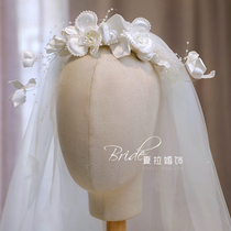 Shala new handmade fairy air flower veil bride elegant retro romantic French wedding dress photo studio accessories