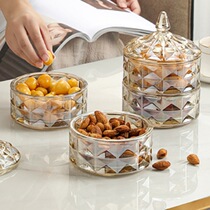Crystal candy cans Amber color glass cans Household European-style creative ins wind storage cans with lid snack cans