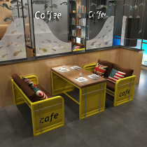 Sofa deck Net red retro iron tea shop music bar dining table and chair combination coffee industrial hot pot barbecue