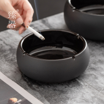 Zhenware ceramic ashtray size anti-fly ash household living room creative trend with covered hotel Office Customization