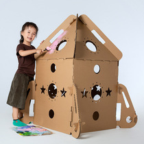 Children Toy House Baby Cardboard House Rocket Castle Diy Assembled Graffiti Toddler Handmade Playhouse