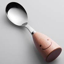 Japan Japanese Joy Kitchen Stainless Steel Cutlery Solid Wood Handle Soup Spoon Spoon L