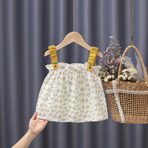 Childrens camisole summer girls  foreign-style cotton lace floral top Baby thin camisole