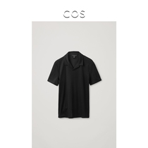 COS Mens open neck POLO shirt Black 2021 summer new product 0986409002