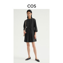 COS womens organ pleated casual version of seven-point sleeve shirt dress black 2021 New 0980903002