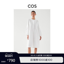 COS womens bubble sleeve loose A collar dress white 2021 new autumn womens 0973697008