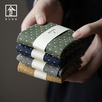 Rejure suitable cotton and linen absorbent tea towel Japanese clean tea towel tea ceremony accessories simple forest style tablecloth Rag