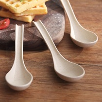 Wheat straw spoon large soup spoon household childrens eating porridge spoon personality creative tail spoon 10 pack