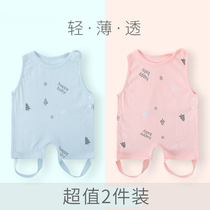 Belly baby half back belly protection summer thin baby with legs Pure cotton newborn with legs children anti-kick by pocket
