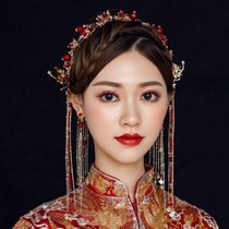 Xiuhe headdress bride 2021 New atmosphere Chinese wedding costume hair accessories set Kimono gown