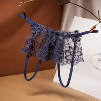 Sex underwear lace transparent sexy temptation flirting open crotch free of passion teasing pop can be inserted into thong