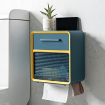 Toilet tissue box punch-free multi-functional bathroom toilet waterproof wall-mounted paper box roll paper tube rack