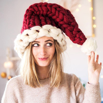 Christmas decorations Christmas hats children adult baby gifts with coarse wool hand-knitted warm Net Red