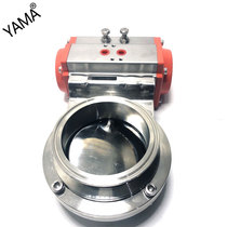 Pneumatic double acting quick fit butterfly valve 304 stainless steel sanitary grade horizontal chuck butterfly valve AT aluminum alloy actuator