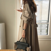 2022 Chunqius new loose Korean version of the long style of the wind clothes and womens double-row buckle temperament Jane about a thin jacket woman