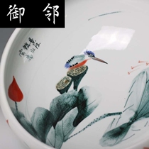 Jingdezhen hand-painted Lotus Kingfisher goldfish tank fashion beautiful ceramic porcelain goldfish turtle tank