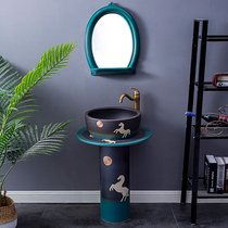 Ceramic column wash basin outdoor floor standing column basin balcony toilet basin household basin wash basin 2