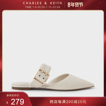 CHARLESKEITH autumn and winter womens shoes CK1-70900259 Women wide trip belt pointed low heel Muller shoes