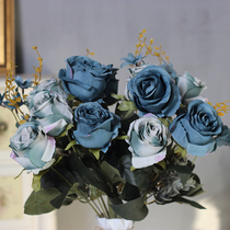 Eurostyle Retro Emulated Tea Rose Tea Bag Tea Bouquet Rattan Chic Bulls Fancy Rose Living-room Tabletop Pendulum decoration