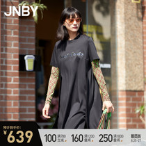  JNBY Jiangnan commoner summer new short-sleeved dress irregular fashion long skirt slit 5K5501000