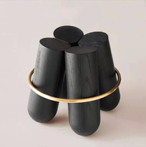 Nordic short stool ins Danish designer furniture four-to-seat assembly home changing shoes sofa stool solid wood mound