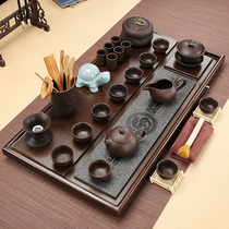 A complete set of Kung Fu tea sets small tea trays household tea table sets light luxury modern small and fresh office solid wood high-end type