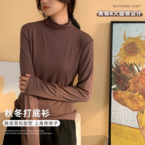 Secretworld Korean sister Autumn and winter high neck low neck leggings underwear with solid color thin soft sticky outside wear