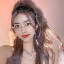 Ultra-light pure titanium rimless myopia glasses can be equipped with astigmatism with degrees of pure desire without borders big face thin