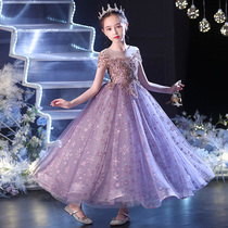 Childrens dresses Princess dresses High-end girls host catwalk evening dresses Summer piano performance costumes heavy industry