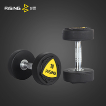 Ruisi commercial PU fixed dumbbells Mens fitness private teaching rubber dumbbells fixed round head Home arm muscle dumbbells