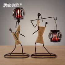 Huidian New Products Retro Iron Artiste Candlestick Creative West Restaurant Wax Candlestick Romantic Table Swing Piece Home Decoration